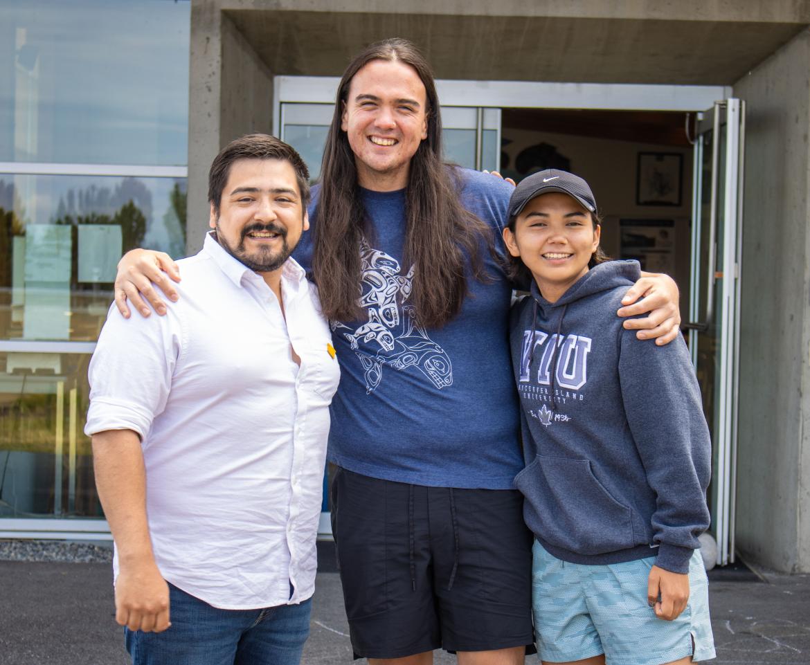 From left to right: Hayden Kenneth Taylor, Sheldon Scow and Talela Manson are hard at work planning a fun-filled summer camp experience for students.