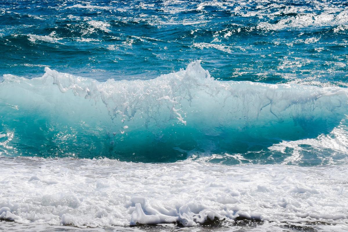 A closeup of an ocean wave