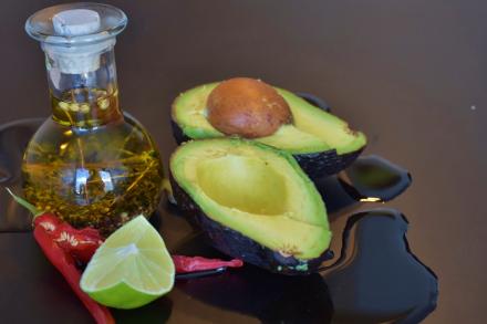 oil, lime and an avocado